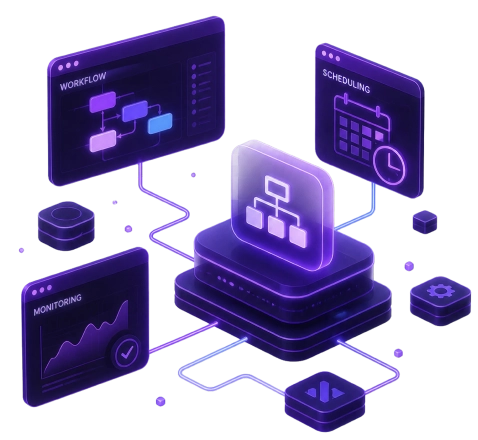 Orchestrate complex distributed workflows with precision mapping, scheduling, and live monitoring