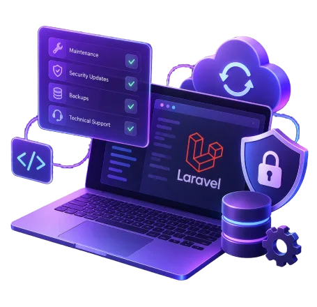 We handle everything related to your Laravel website or application including maintenance, security updates, backups, and technical support. You will have a dedicated contact person with whom you can discuss all your Laravel needs directly in your language.