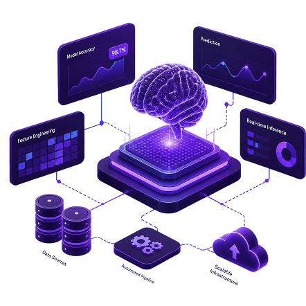 High-accuracy predictive models, real-time feature engineering, automated drift monitoring, and scalable inference infrastructure.